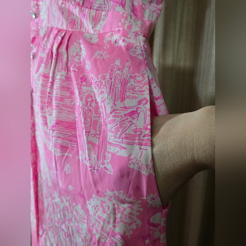 Lilly Pulitzer silk Palm Springs beach nudes swimmers story print dress - Picture 7 of 16